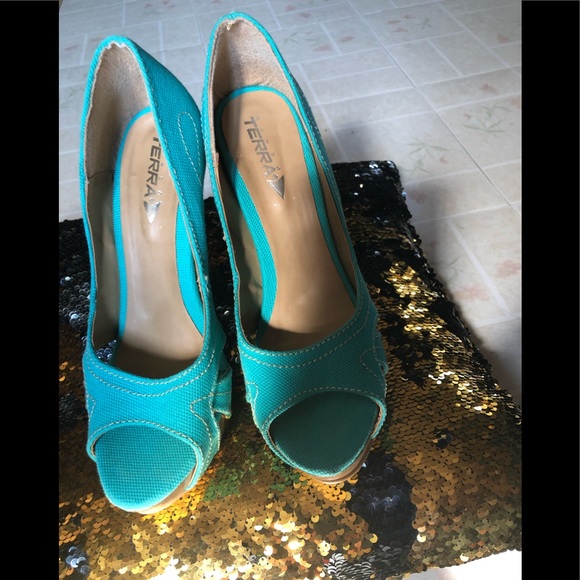 Mundo Terra turquoise high heels shoes - Picture 2 of 6